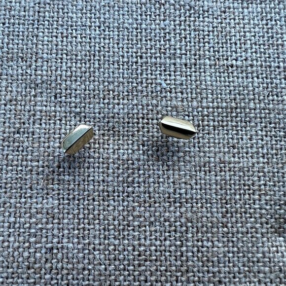 Rebecca Minkoff gold tone small bar stud earrings with bag - Picture 1 of 5